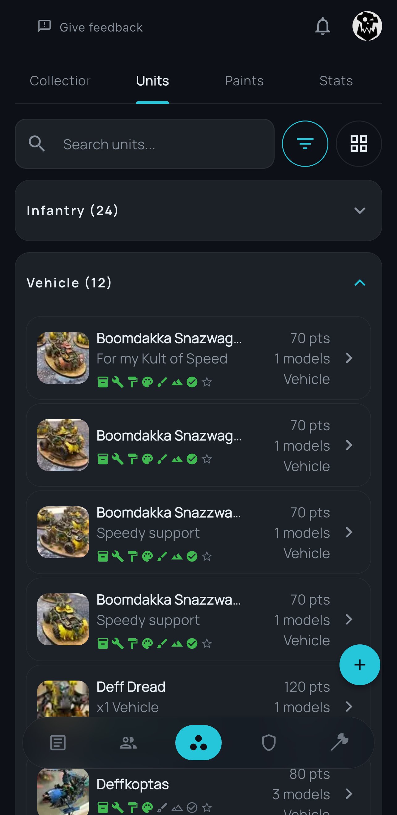 Units by type