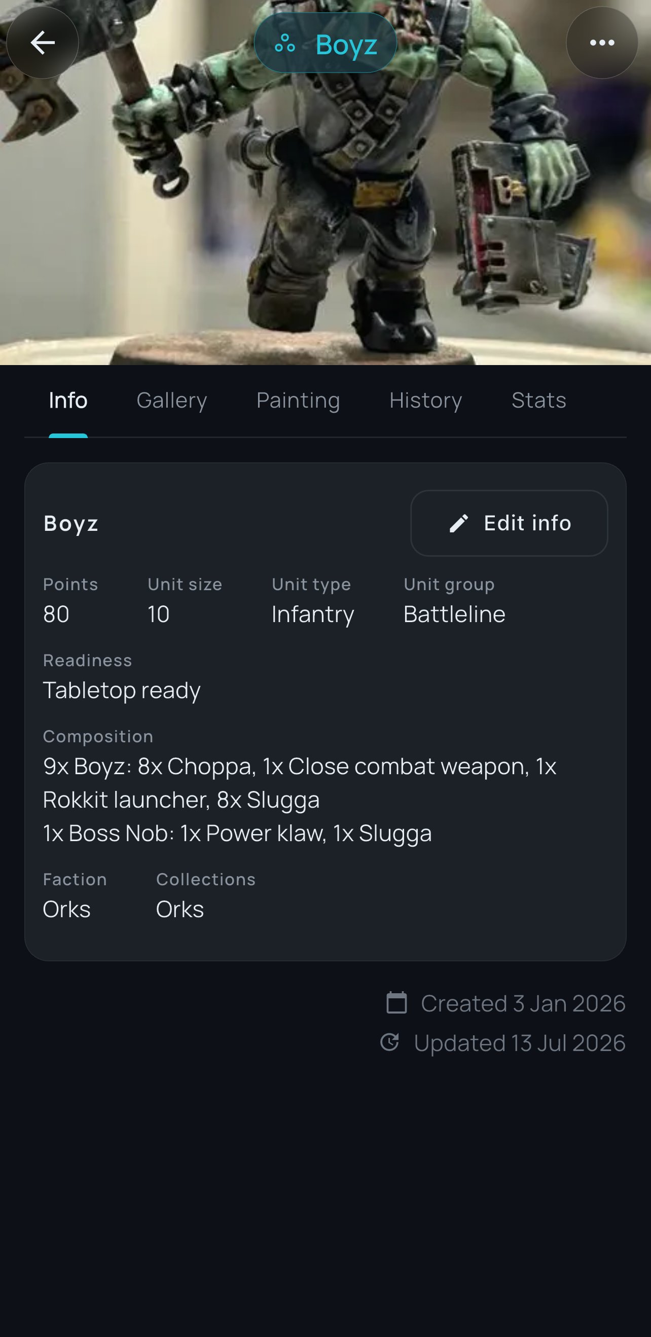 Wargear tracking